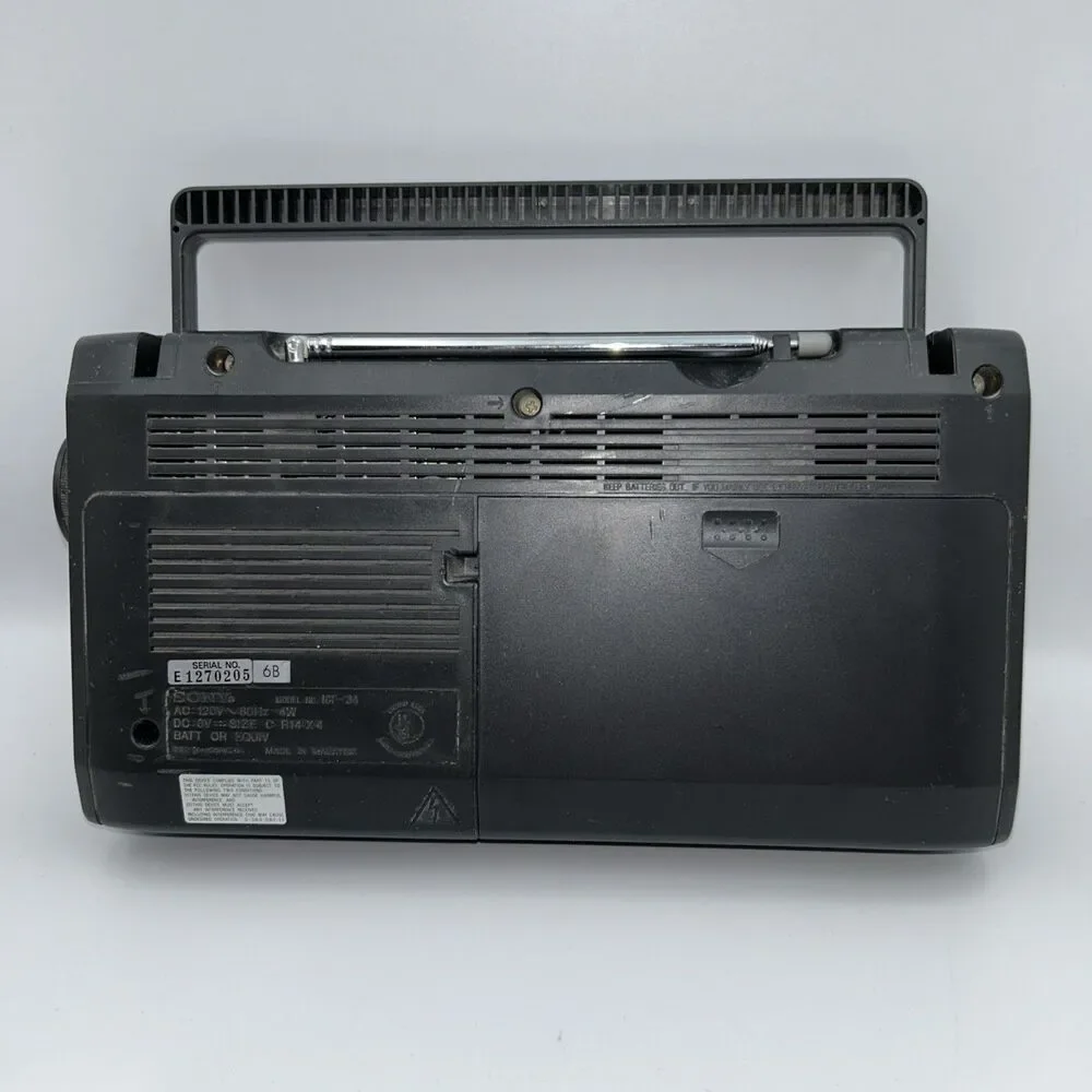 Vintage Sony ICF-36 Am/Fm Weather TV Band Portable Radio AC Battery Tested Works